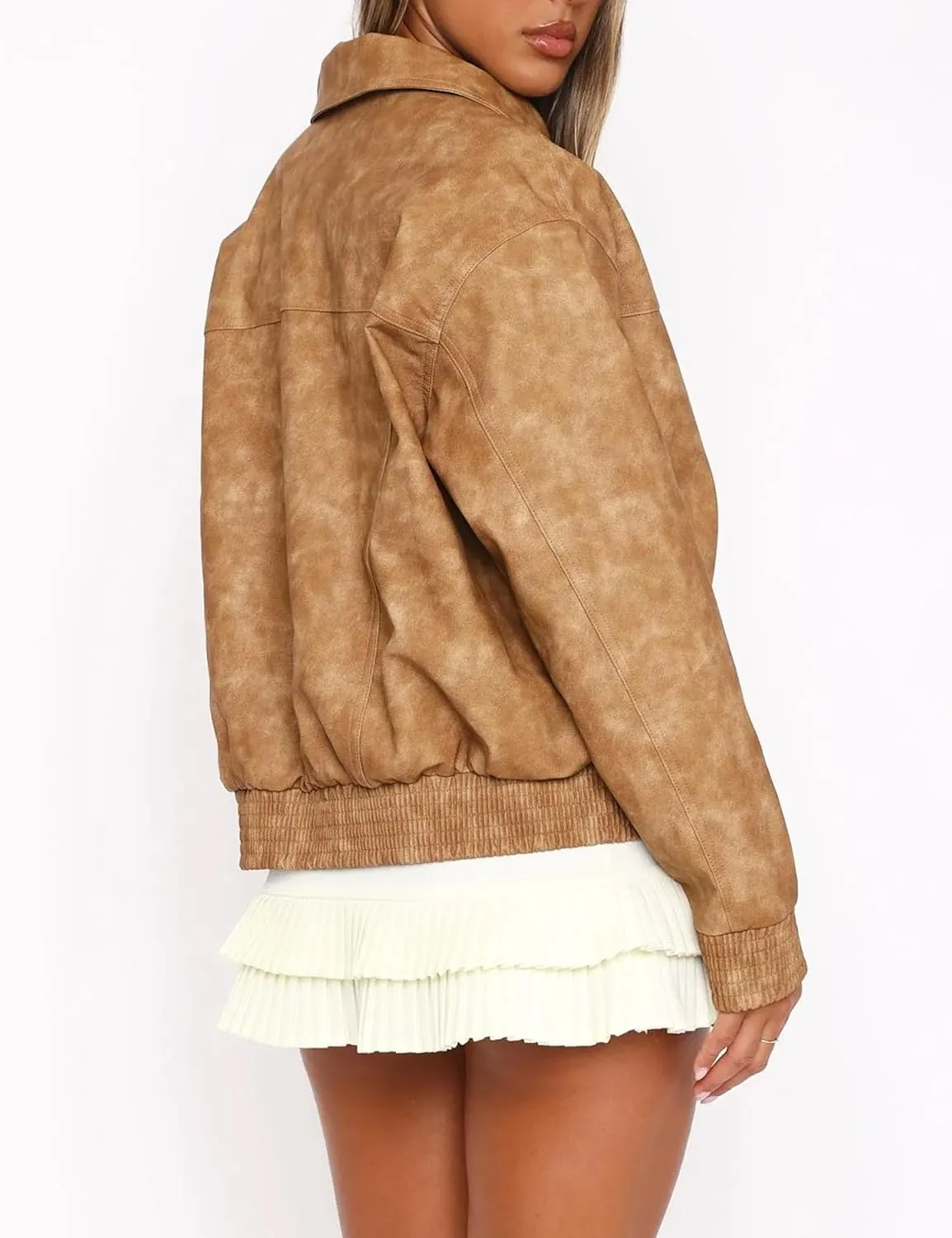 Womens Oversized Faux Leather Bomber Jacket Biker Motorcycle Coats Jackets Outwear Fall Fashion 2025 Outfits