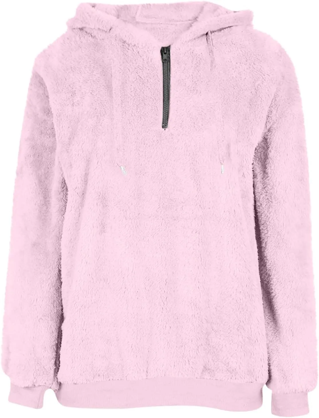 Women's Sherpa Quarter Zip Pullover Oversized Trendy comfy Hoodies Y2k Casual Drawstring Long Sleeve Sweatshirts