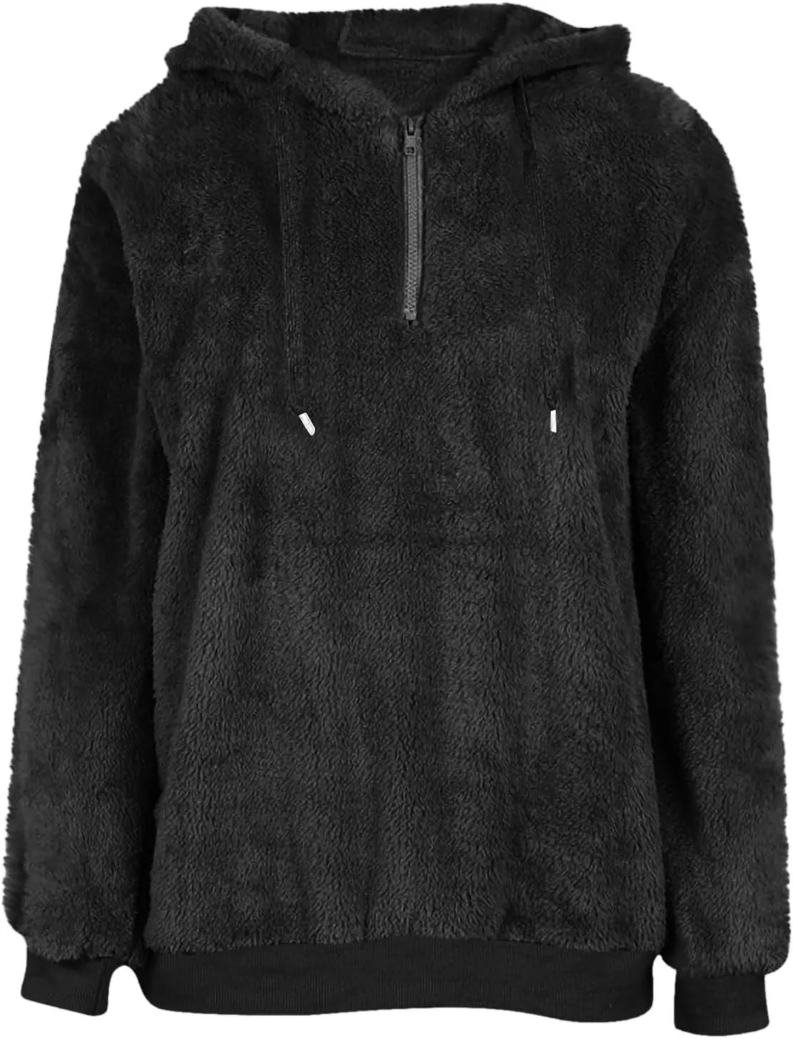 Women's Sherpa Quarter Zip Pullover Oversized Trendy comfy Hoodies Y2k Casual Drawstring Long Sleeve Sweatshirts
