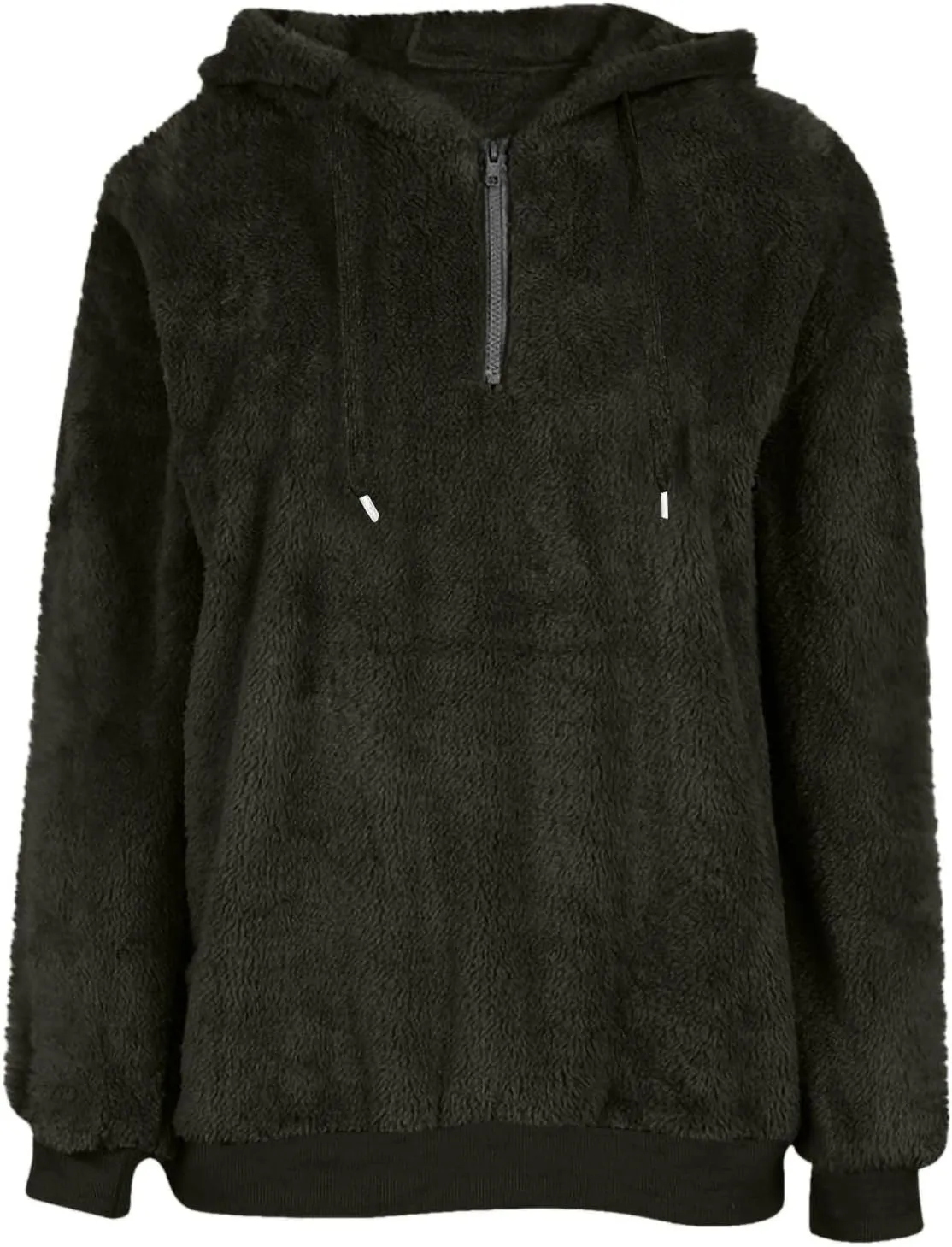 Women's Sherpa Quarter Zip Pullover Oversized Trendy comfy Hoodies Y2k Casual Drawstring Long Sleeve Sweatshirts