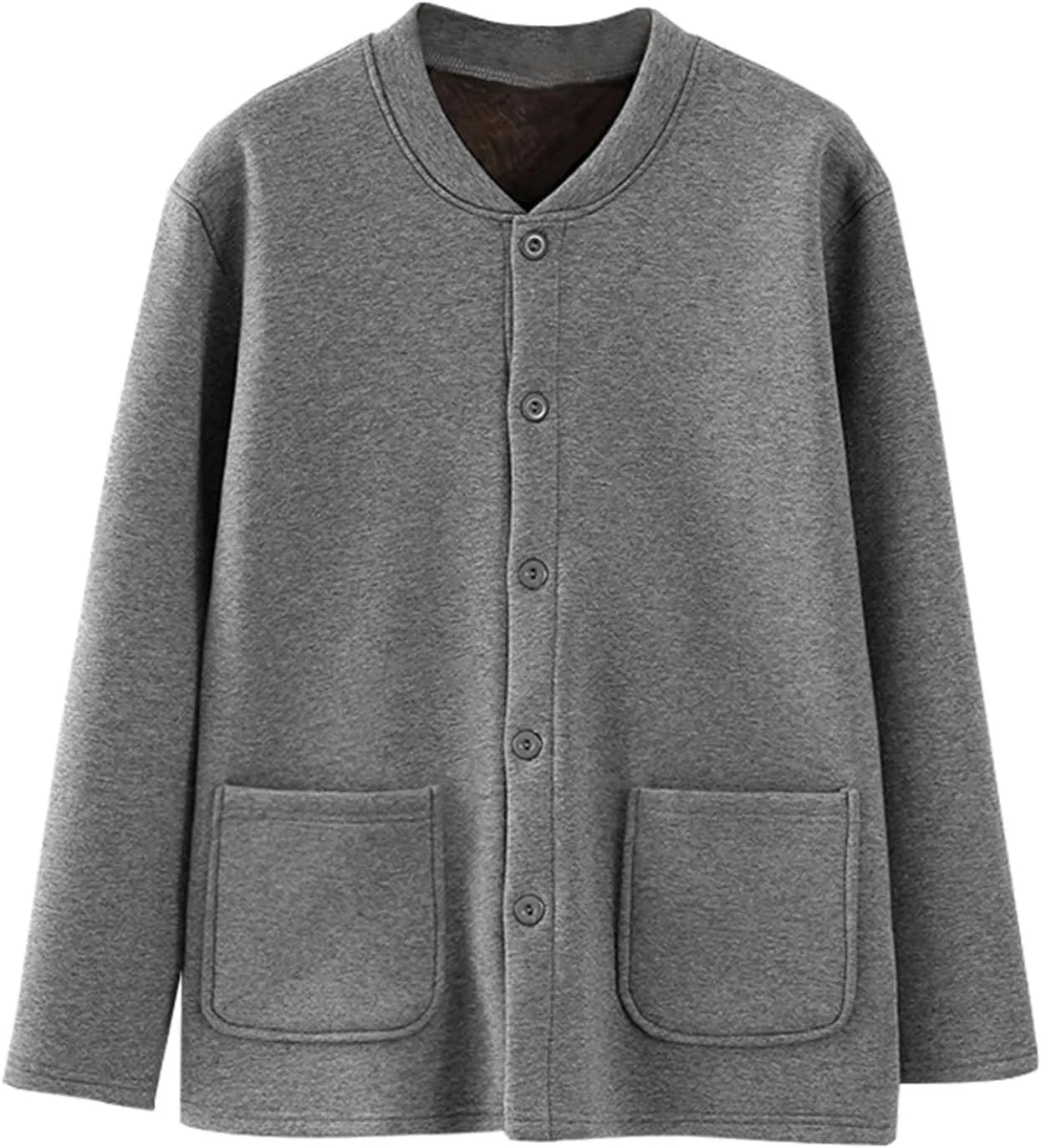 Womens Solid Color Fleece Jacket Snap Front Cardigan Sweatshirt for Women Cardigan Sweater Knit