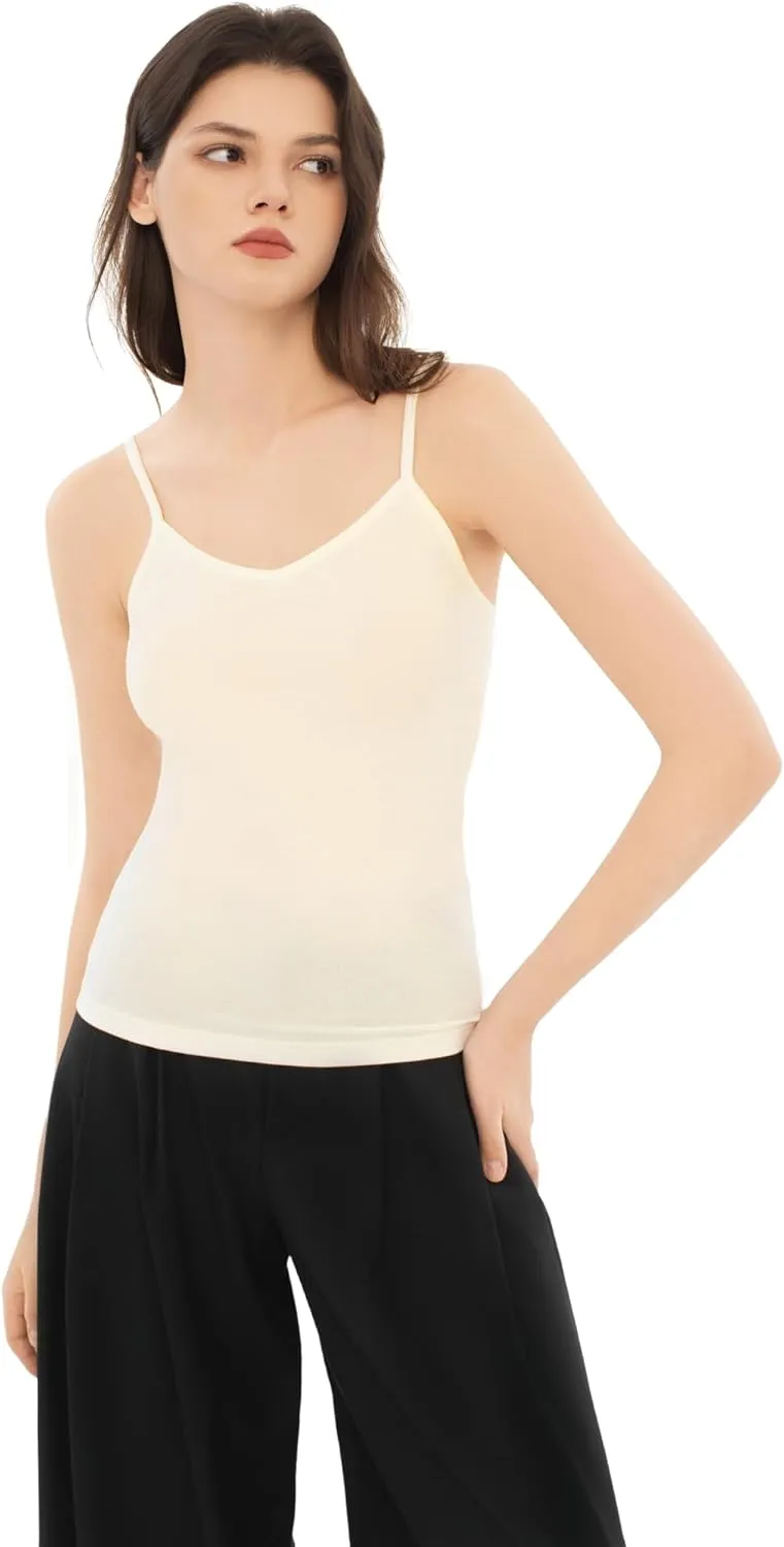 Women's Spaghetti Strap V Neck Tank Tops Slim Fitted Going Out Camisole Basic Sleeveless Layering Shirts