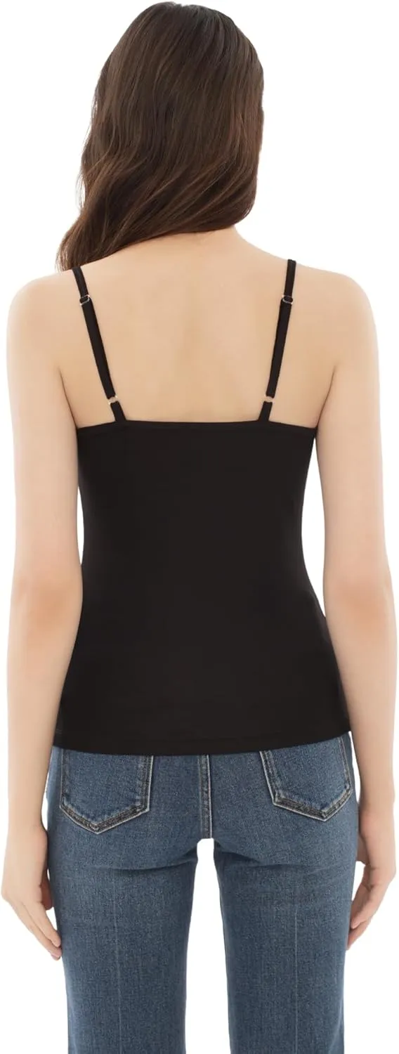 Women's Spaghetti Strap V Neck Tank Tops Slim Fitted Going Out Camisole Basic Sleeveless Layering Shirts