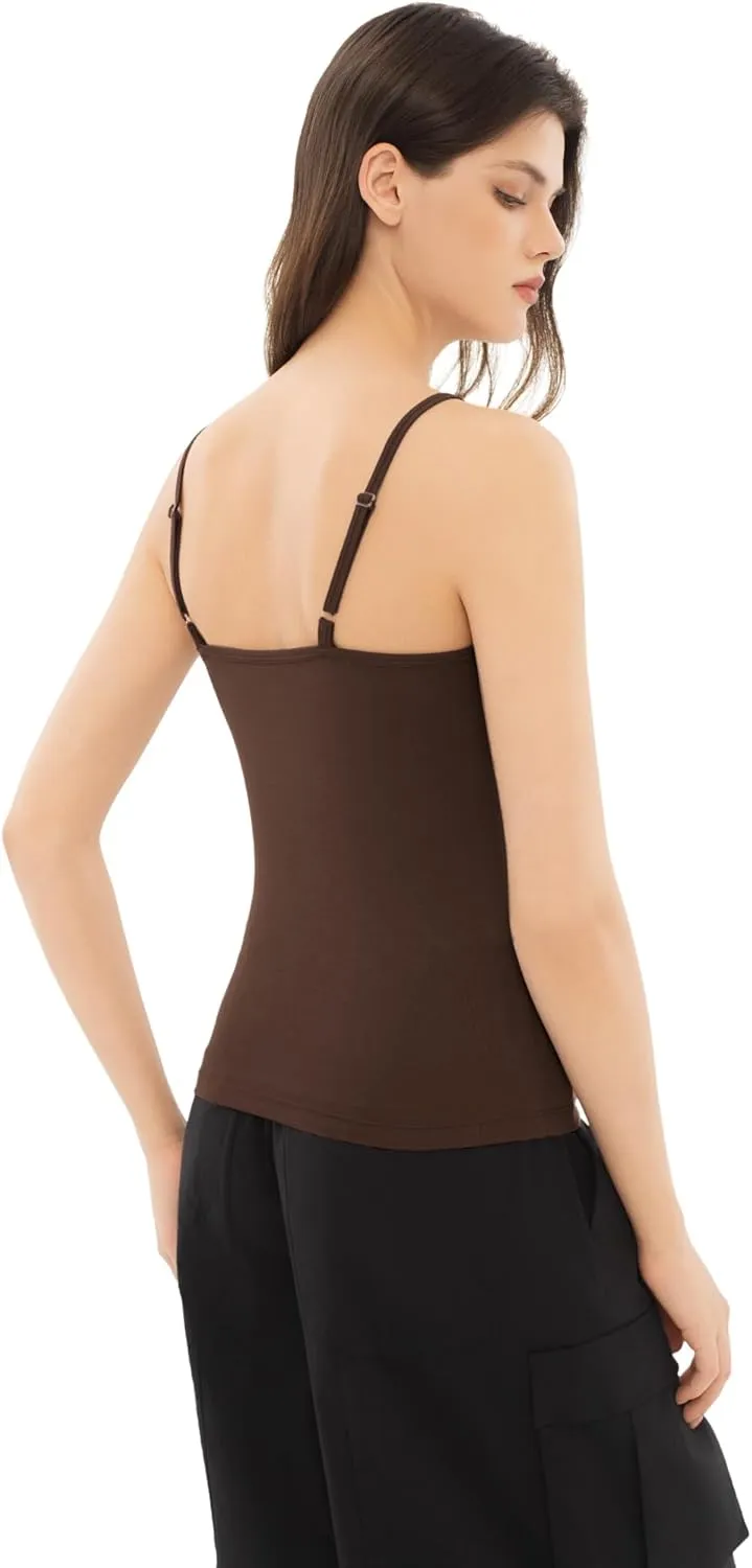 Women's Spaghetti Strap V Neck Tank Tops Slim Fitted Going Out Camisole Basic Sleeveless Layering Shirts