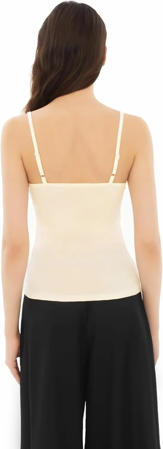 Women's Spaghetti Strap V Neck Tank Tops Slim Fitted Going Out Camisole Basic Sleeveless Layering Shirts