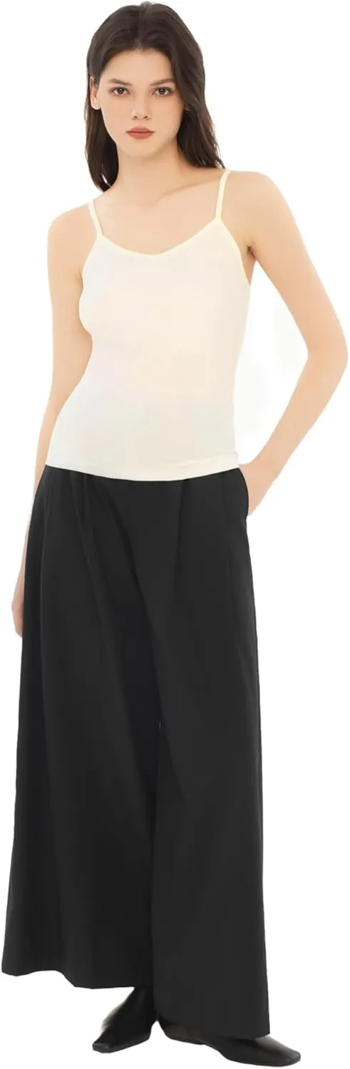 Women's Spaghetti Strap V Neck Tank Tops Slim Fitted Going Out Camisole Basic Sleeveless Layering Shirts