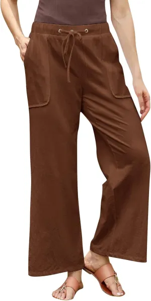 Women's Wide Leg Pants with Pockets High Waist Loose Fit Casual Trousers Business Work Casual 2024 Beach Palazzo