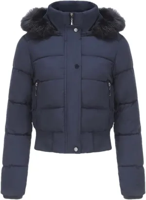 Women's Winter Short Cotton-Padded Jacket Fleece Liner Hooded Coats Thicken Fur Collar Warm Student Overcoat