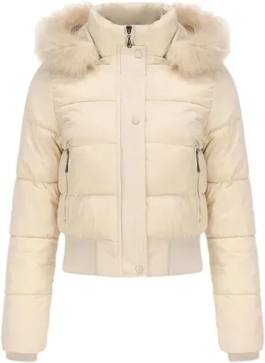 Women's Winter Short Cotton-Padded Jacket Fleece Liner Hooded Coats Thicken Fur Collar Warm Student Overcoat