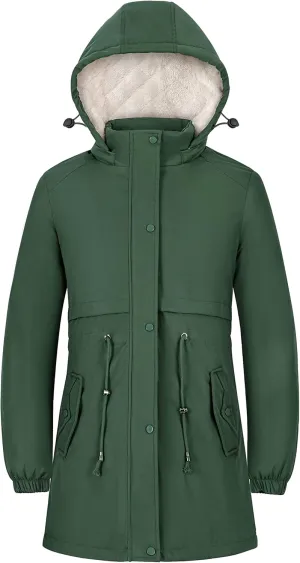 Women's Winter Waterproof Warm Mid-Length Puffer Jacket Parka With Hood