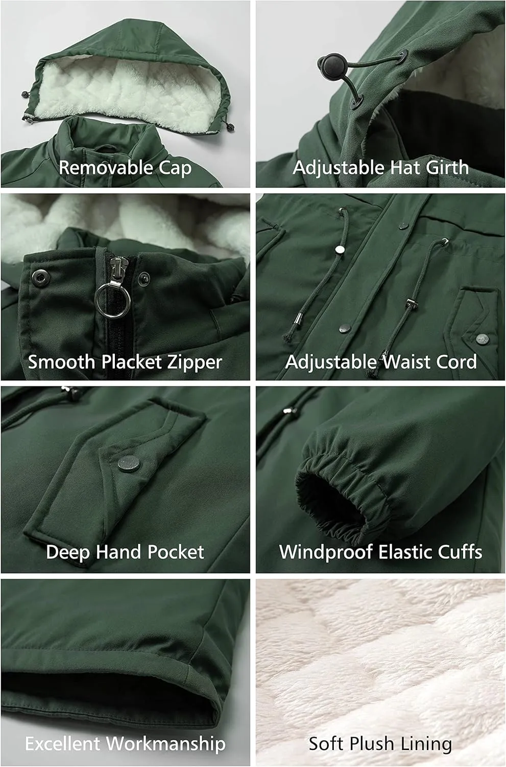 Women's Winter Waterproof Warm Mid-Length Puffer Jacket Parka With Hood
