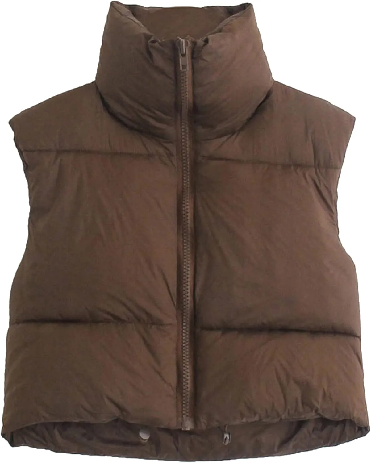 Women's Zip Up Cropped Quilted Puffer Vest Sleeveless Stand Collar Waistcoat Gilet Lightweight Winter Down Jacket
