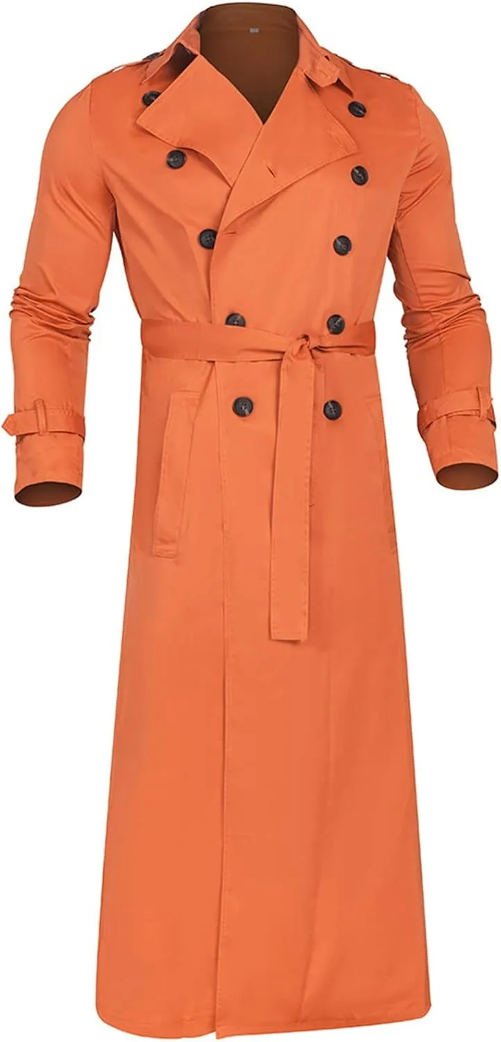 Ymosrh Leather Jacket Men Luxury Full Length Trench Coat Long Wool Overcoat Winter Mens Waterproof Jacket