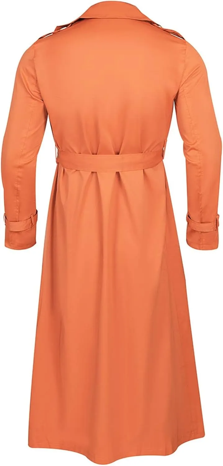 Ymosrh Men's Winter Long-Sleeve Luxury Full-Length Trench Coat