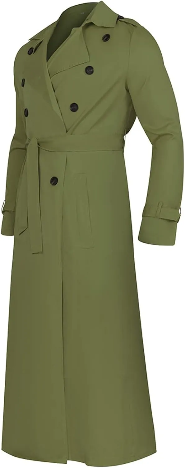 Ymosrh Men's Winter Long-Sleeve Luxury Full-Length Trench Coat