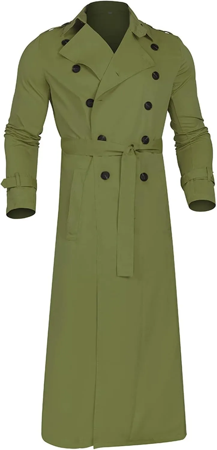 Ymosrh Men's Winter Long-Sleeve Luxury Full-Length Trench Coat
