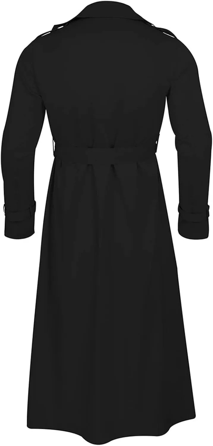 Ymosrh Men's Winter Long-Sleeve Luxury Full-Length Trench Coat