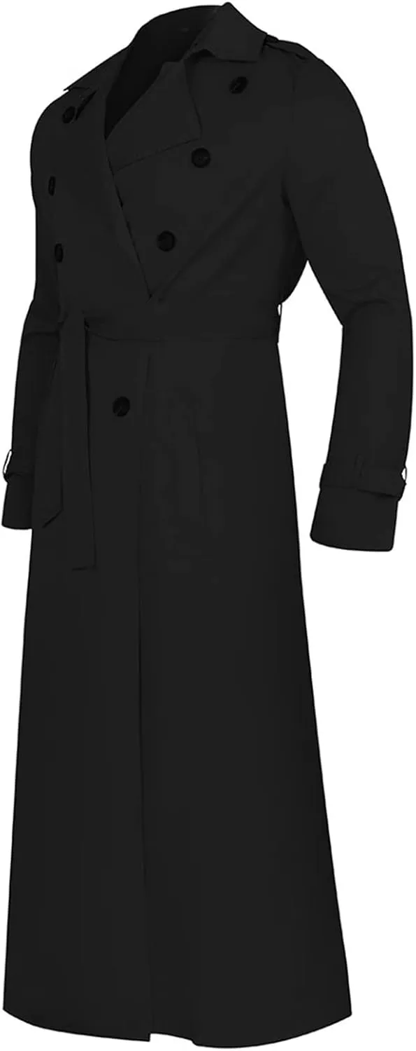 Ymosrh Men's Winter Long-Sleeve Luxury Full-Length Trench Coat