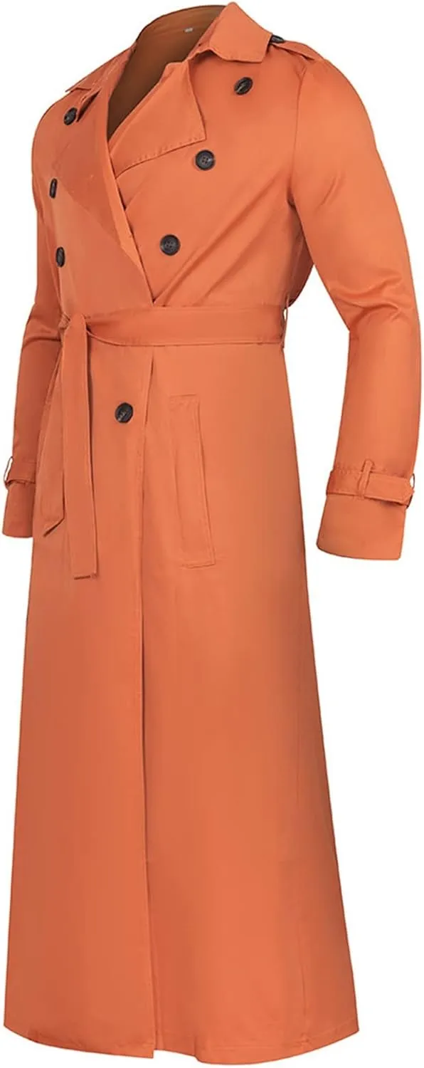 Ymosrh Men's Winter Long-Sleeve Luxury Full-Length Trench Coat