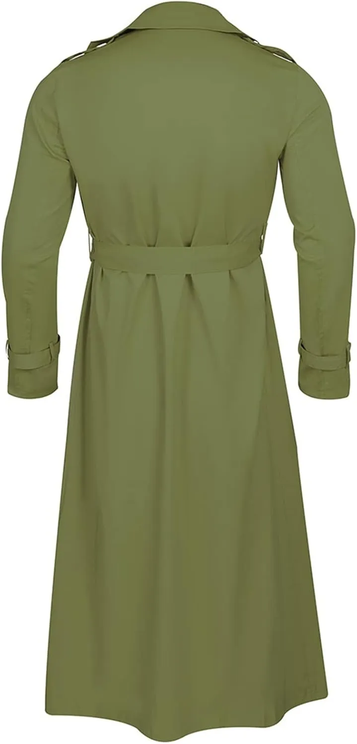 Ymosrh Men's Winter Long-Sleeve Luxury Full-Length Trench Coat
