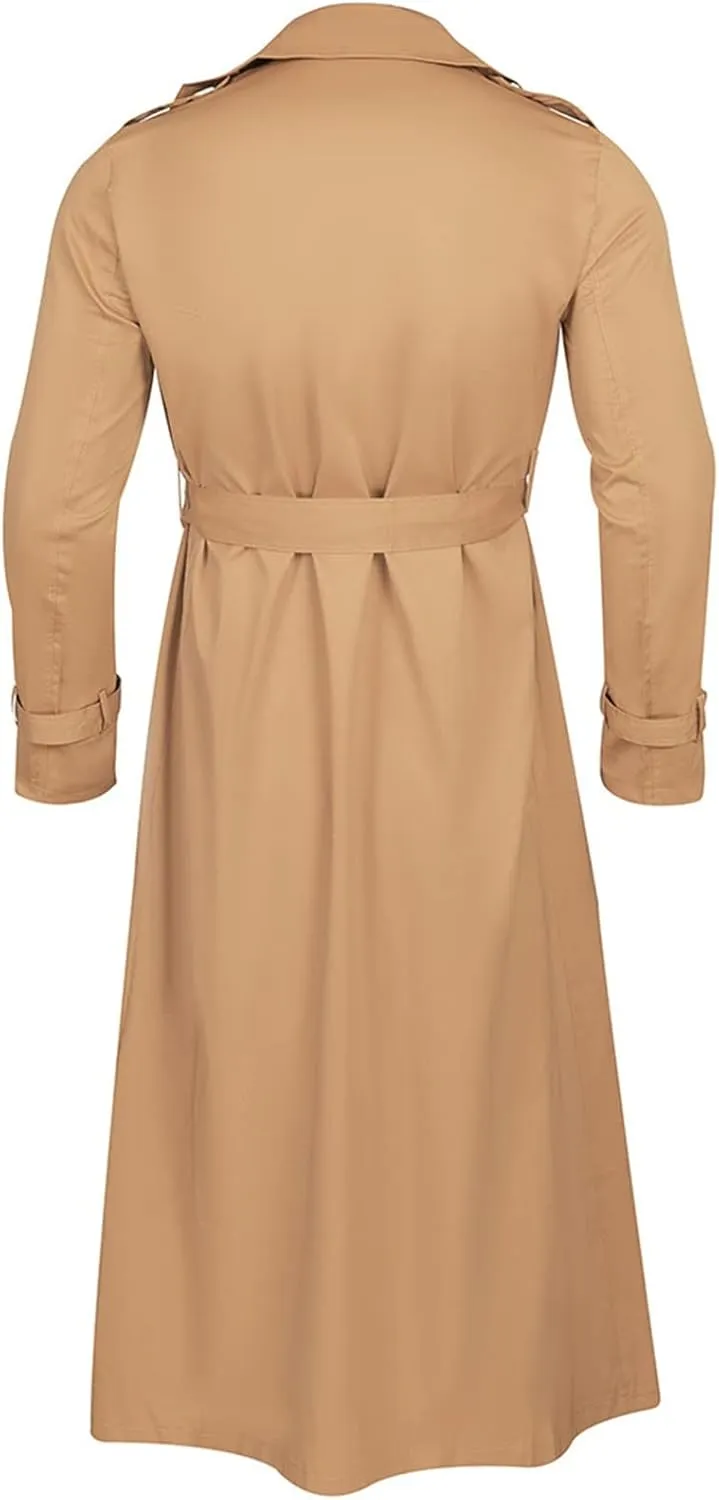 Ymosrh Men's Winter Long-Sleeve Luxury Full-Length Trench Coat