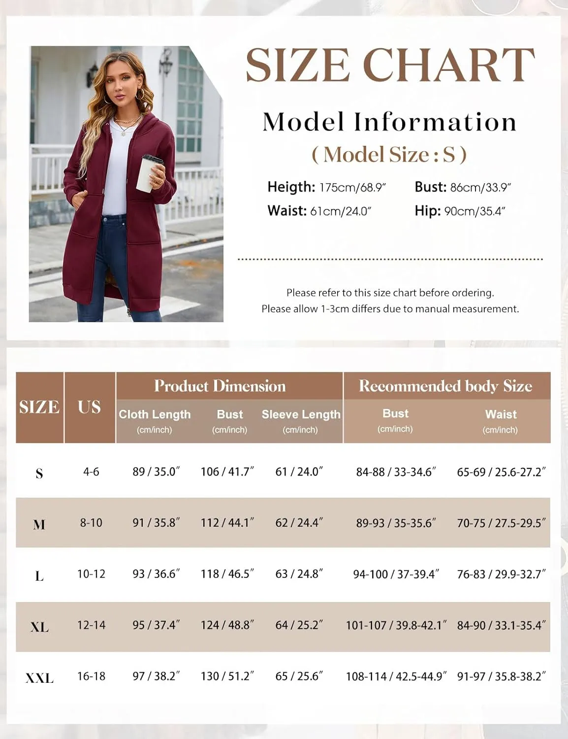 Yusongirl Zip Up Hoodies for Women Fleece Jackets Long Warm Hoodie Womens Hooded Tunic Sweatshirt Winter Coats with Pockets