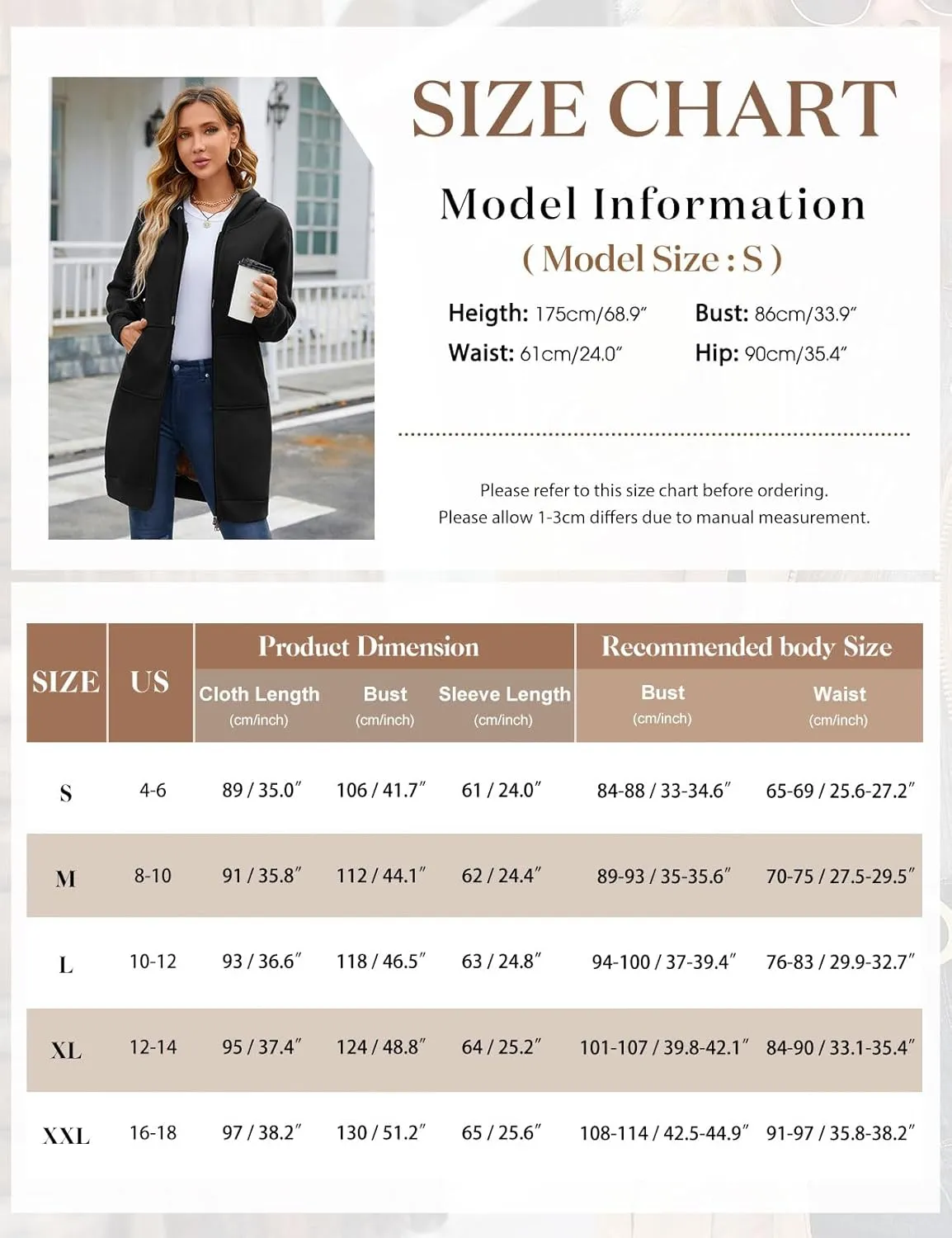 Yusongirl Zip Up Hoodies for Women Fleece Jackets Long Warm Hoodie Womens Hooded Tunic Sweatshirt Winter Coats with Pockets