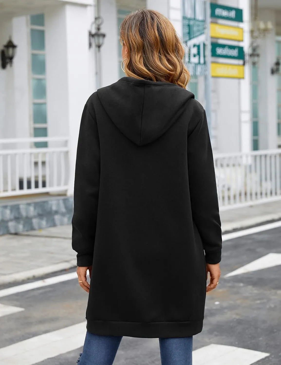 Yusongirl Zip Up Hoodies for Women Fleece Jackets Long Warm Hoodie Womens Hooded Tunic Sweatshirt Winter Coats with Pockets