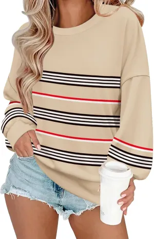 Zeagoo Women Crewneck Sweatshirts Pullover Tops Long Sleeve Shirts Loose Fit Tops Casual Fall Outfits Y2K Clothes 2024