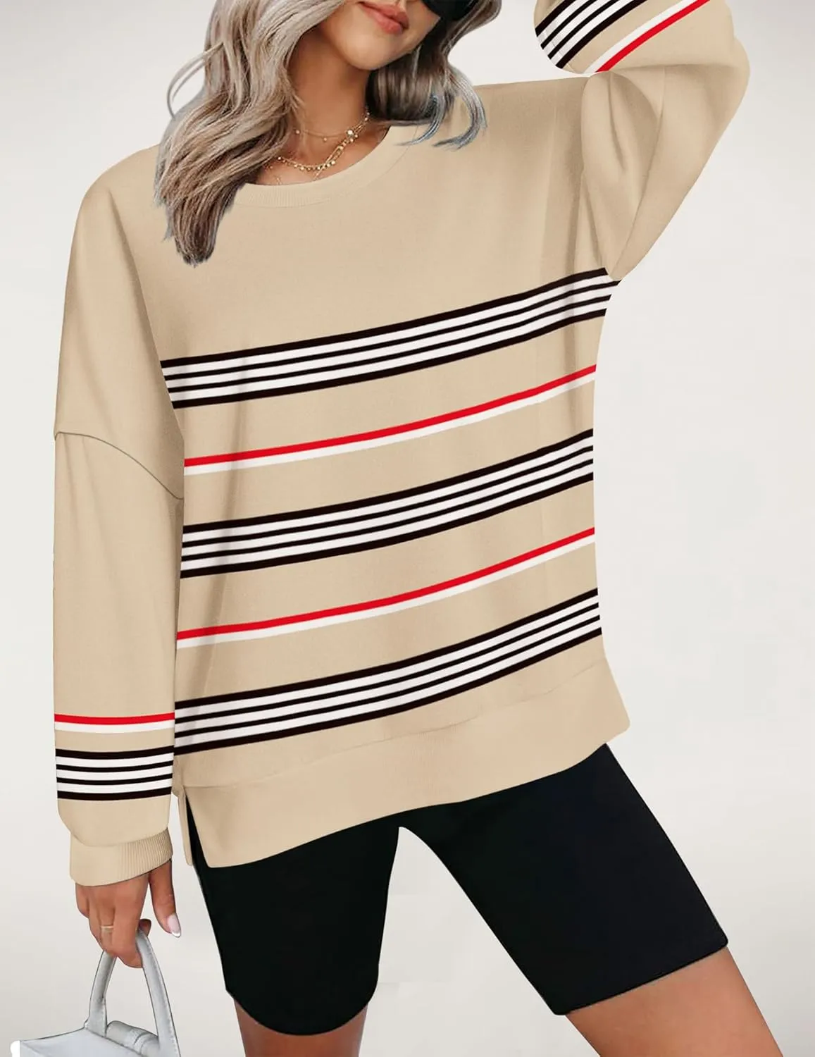 Zeagoo Women Crewneck Sweatshirts Pullover Tops Long Sleeve Shirts Loose Fit Tops Casual Fall Outfits Y2K Clothes 2024