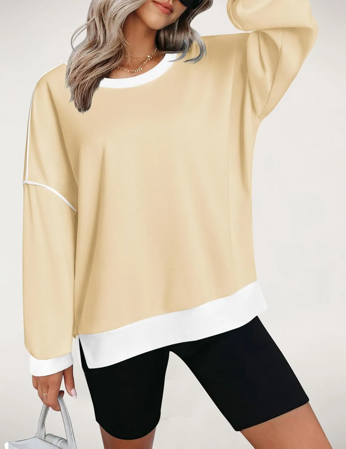 Zeagoo Women Crewneck Sweatshirts Pullover Tops Long Sleeve Shirts Loose Fit Tops Casual Fall Outfits Y2K Clothes 2024