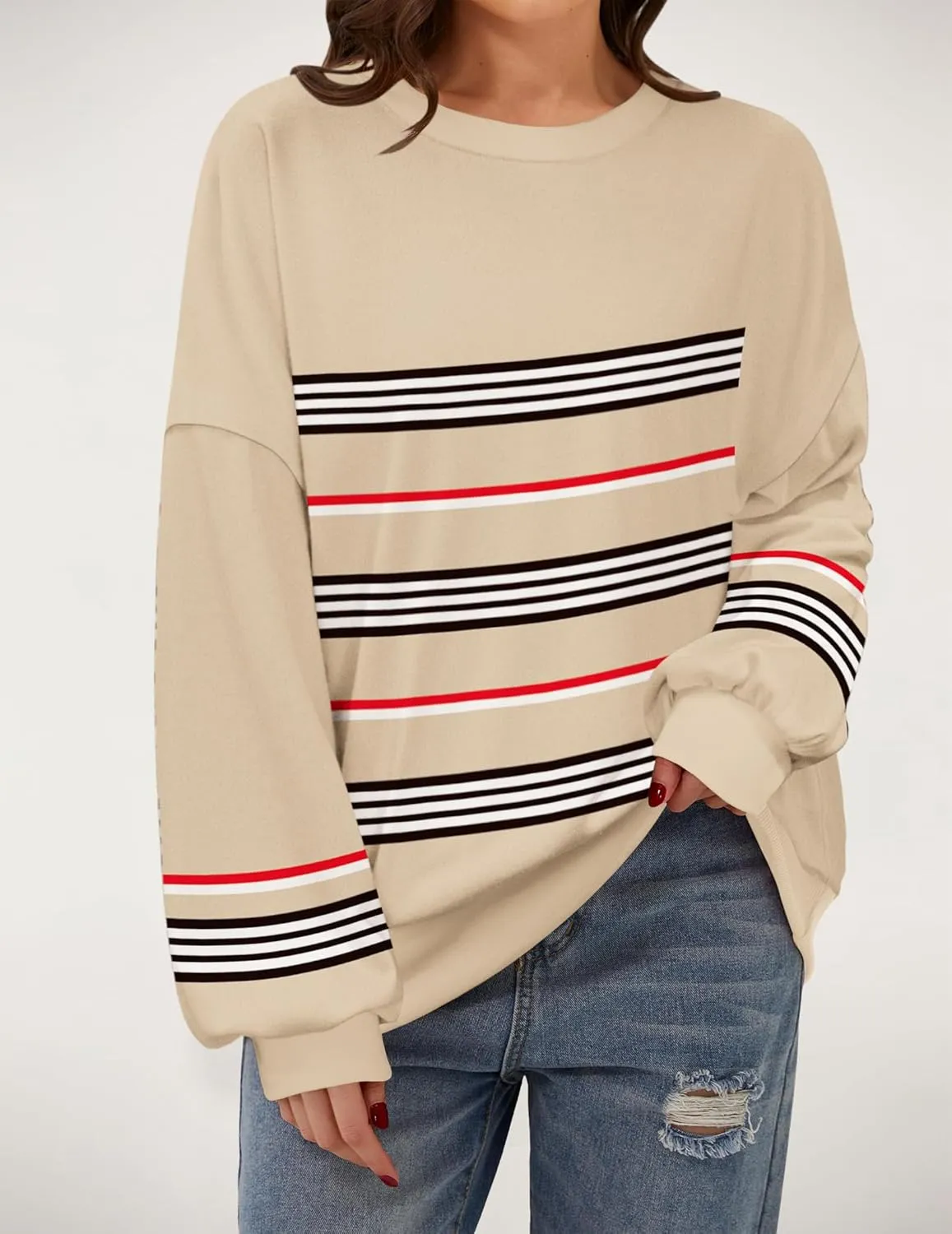 Zeagoo Women Crewneck Sweatshirts Pullover Tops Long Sleeve Shirts Loose Fit Tops Casual Fall Outfits Y2K Clothes 2024
